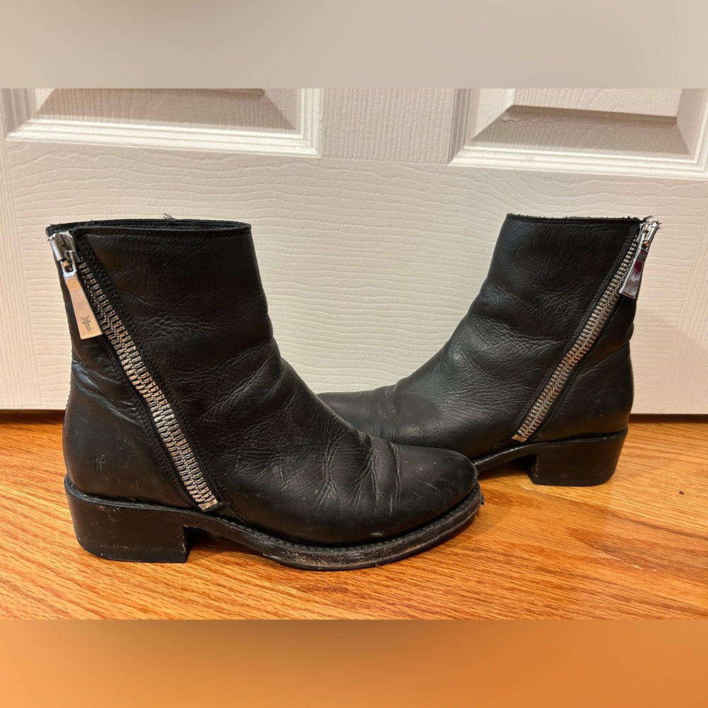 Frye black leather booties